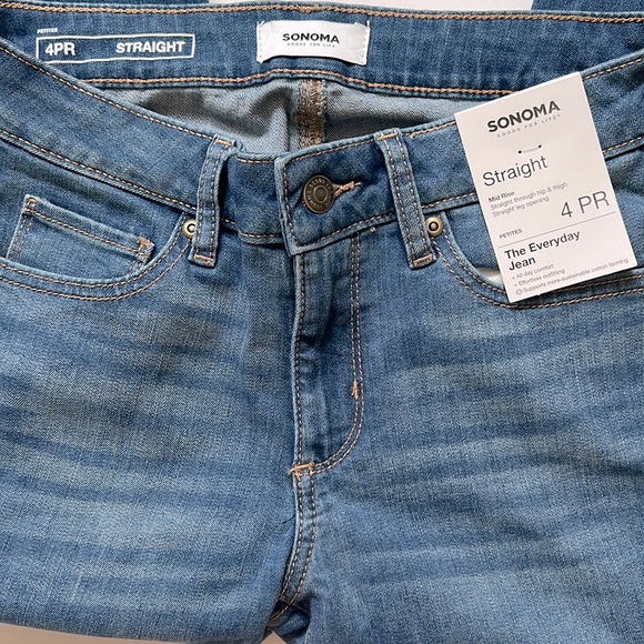 Sonoma women’s straight mid rise blue jeans. Size 4PR. With tags, never worn. - Picture 3 of 3